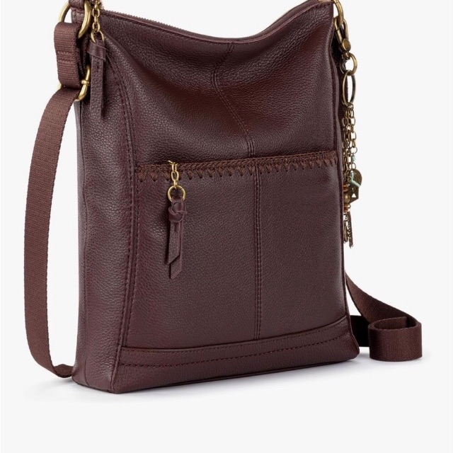 The Sak Lucia Leather Crossbody Purse - Premium Leather Mahogany Stitch